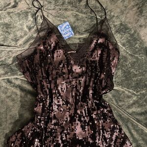 Free People Black Sequin Top